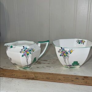 Vintage Shelley Queen Anne Art Deco Creamer and Sugar Bowl Set